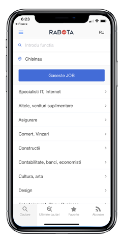 Aplicația Rabota.md